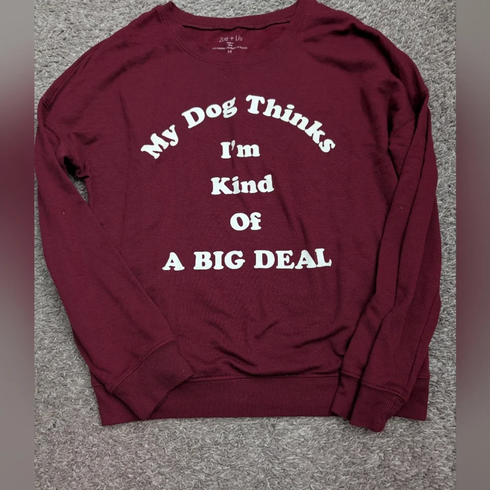 Zoe + Liv Burgundy Crew Neck Sweater - Picture 1 of 2